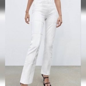NWT Zara straight leg patchwork jeans